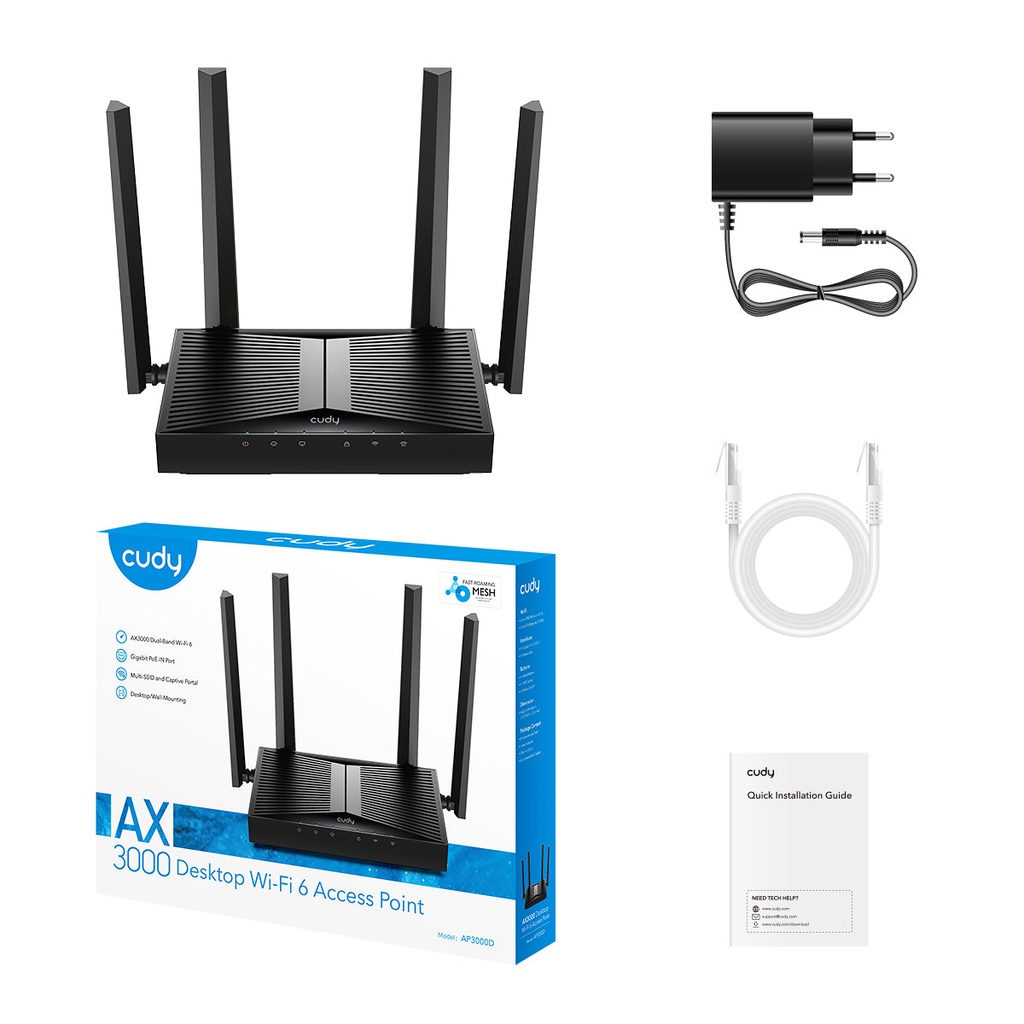 Cudy AP3000D Point d'accès Wi-Fi 6 de bureau AX3000