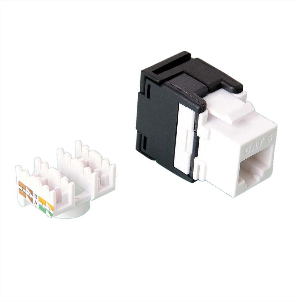 VALUE Keystone Jack, Cat.6 (Klasse E), RJ-45, UTP, 180°, gereedschapsvrij, wit