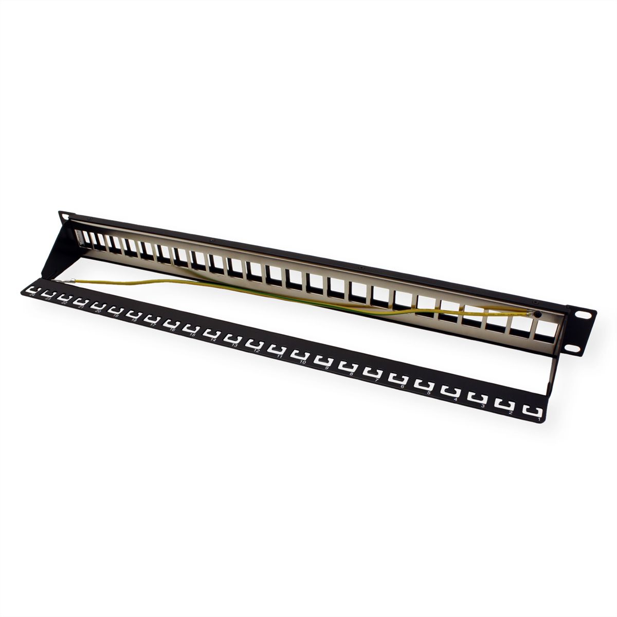 [26.99.0369] ROLINE Keystone 19'' Empty Patch Panel Cat.5/Cat.6/Cat.6a, 24 Ports, STP, black