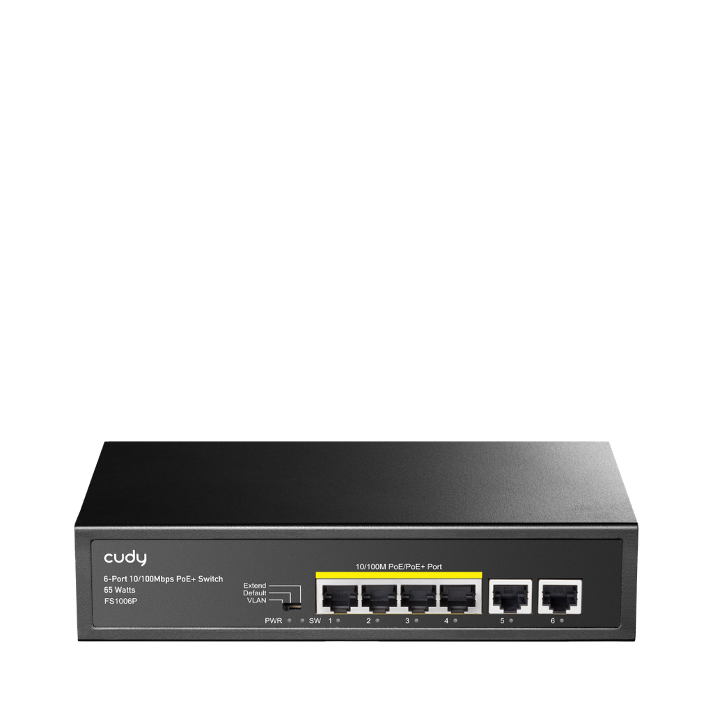 Cudy FS1006P 4-Port 10/100 Fast Ethernet PoE+ Switch with 2 Uplink Ports 60W