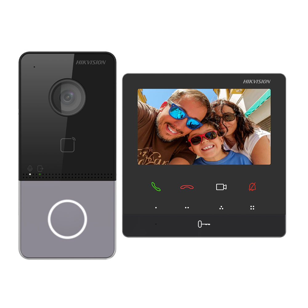 Hikvision DS-KIS606-P IP Video Intercom Kit Kit 1x belknop Opbouwmontage - 4,3-inch kleurrijk touchscreen Wifi-scherm WIFI