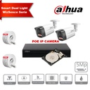 DAHUA Smart Dual Light WizSense-serie Active Deterrence 30m IP-camerakit - 2x 5 megapixel 2,8 mm camerabullet + 8 kanalen POE NVR + 2 TB max. 8x camera