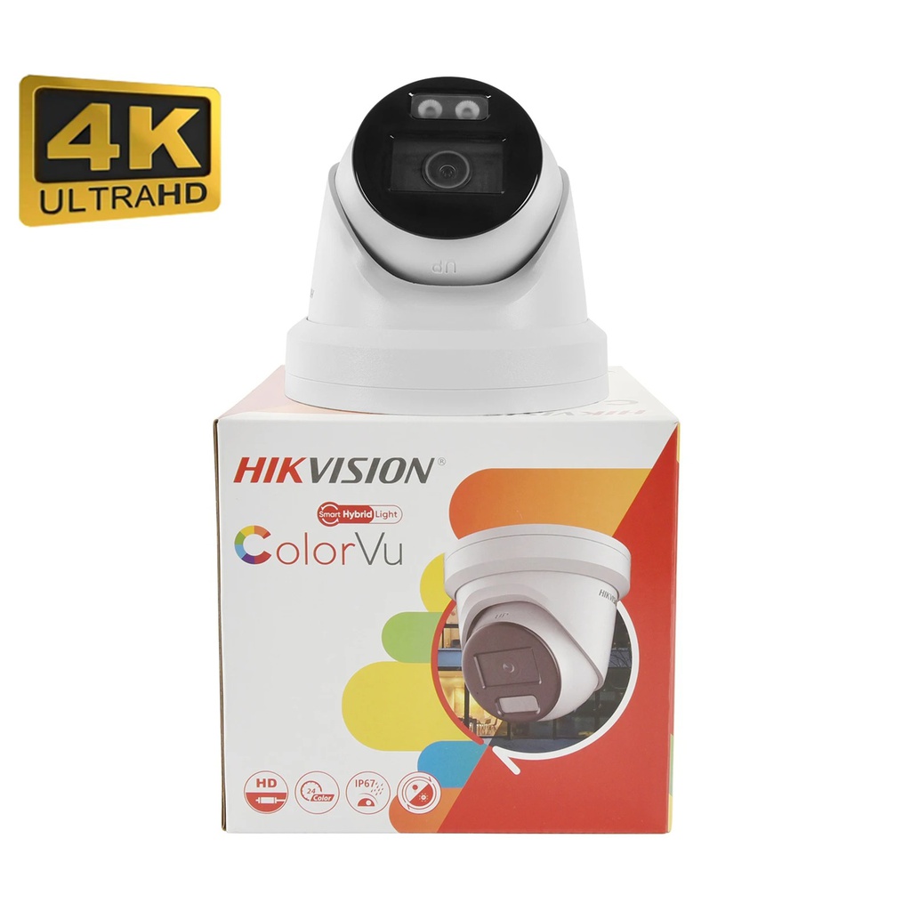 Hikvision DS-2CD2387G2H-LISU/SL 8MP Smart Hybrid Light (couleur et IR ) Caméra IP, stroboscope et avertissement sonore, tourelle fixe de 2,8 mm - audio bidirectionnel intégré