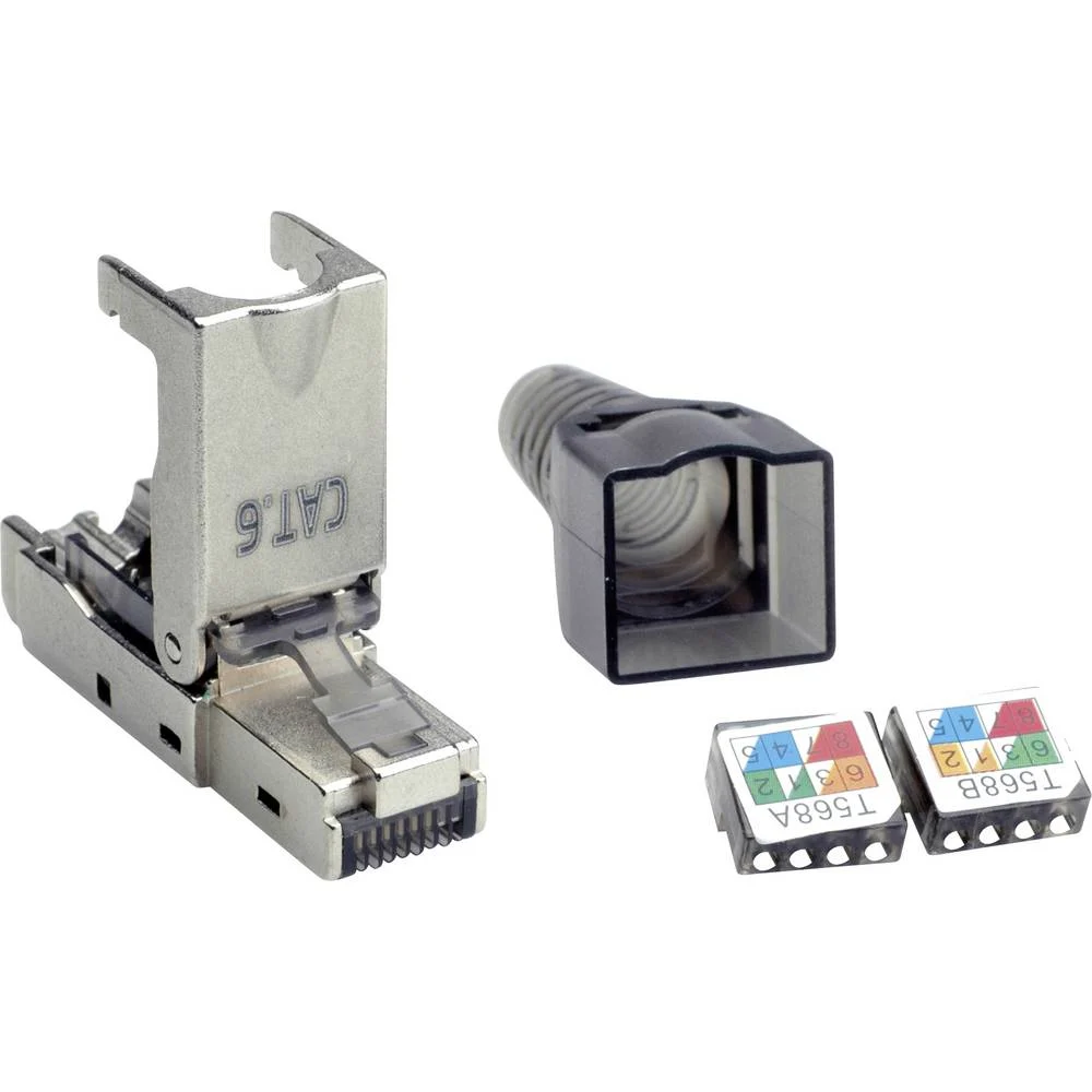 26.99.0371 RJ45 CAT.6(E) Male Shielded STP Connector, Metal - Tool-Free Installable