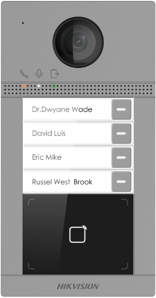 Hikvision DS-KV8413-WME1(C) door station Surface Aluminum 4 x Button, PoE/ 12 VDC, Mifare card WIFI - 2 relay 