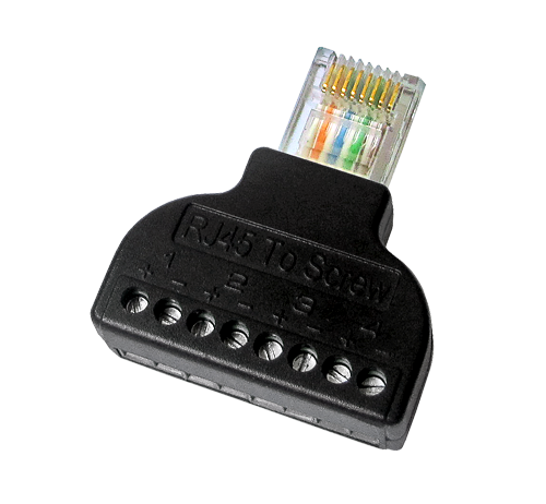 [RJ45-BLOK] Adaptateur RJ45 vers terminal CON300-BLOCK, connecteur mâle RJ45, 8 bornes
