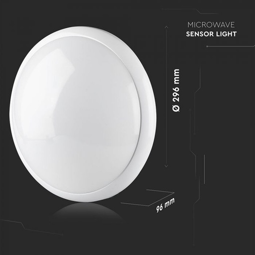 [4966] VT-8002C Plafondlamp met microgolfsensor 1xE27 Steun witte behuizing IP44