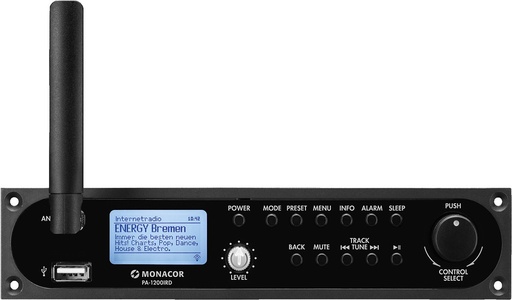 [PA-1200IRD] Radio Internet PA-1200IRD, insertion tuner DAB+/FM RDS avec port USB, pour amplificateur mixeur PA avec compartiment d'insertion.