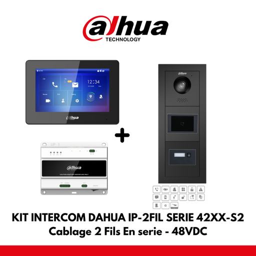 Dahua Villa Kit Module 1x Knoppen IP - 2 Draden - Kaartlezer 48VDC + 7&quot; Kleurenmonitor Zwarte Kleur