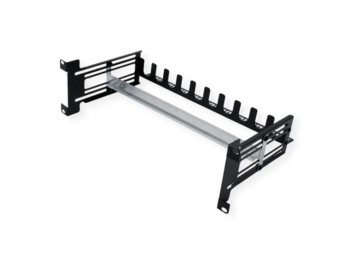 [26.99.0340] Roline 19&quot; Cadre de support  pour montage sur rail DIN, 3U, avec gestion des câbles, noir