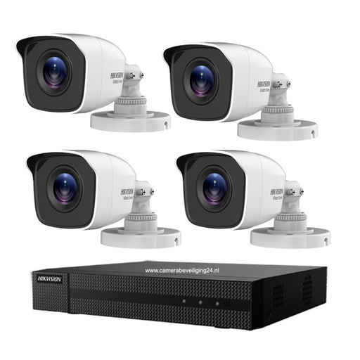 [TVIKIT2MP-4B] HIKVISION Turbo HD-TVI 4CH KIT DVR - 4x Bullet Camera Buiten 2MP IR 20M Nachtzicht - Harde schijf 1TB