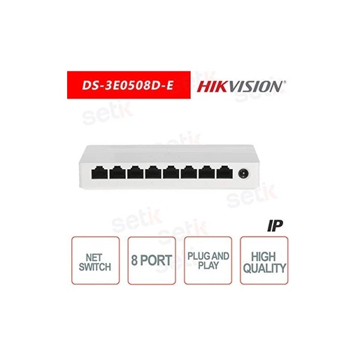 [DS-3E0510] HIKVISION DS-3E0508D-E SWITCH  HIKVISION SWITCH - 8 PORTS SOHO GIGABIT PLASTIC Case