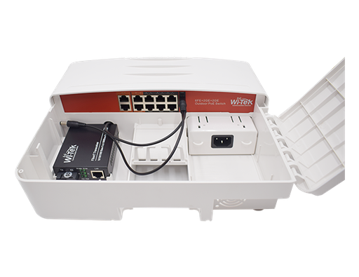 [WI-PS210G-O] Wi-Tek WI-PS210G-O Outdoor PoE-switch waterdicht IP67 - (6FE+2GE) POE+ +2GE+1SFP (120W) - LR POE CCTV-modus tot 250 m