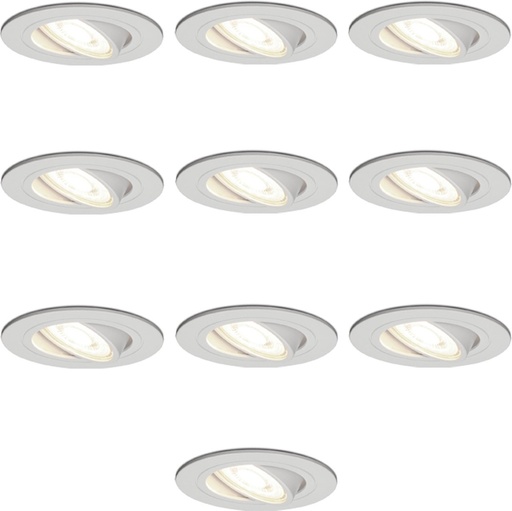 VT-782 Wit Set van 10 dimbare LED inbouwspots gu10 6Watt kantelbaar