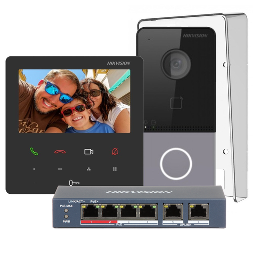 [DS-KIS606-P(C)] Kit d'interphone vidéo IP Hikvision DS-KIS606-P, 1 bouton d'appel, montage en surface, écran tactile couleur Wi-Fi de 4,3 pouces