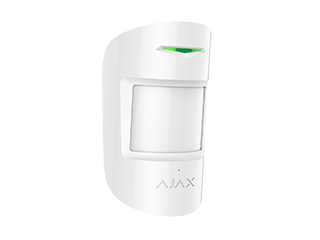 [38097.06.WH1] Ajax CombiProtect-W - Wireless combined motion and glass break detector. White, PIR Sensor up to 12m x 88,5° Pet imune up to 20kg + Acoustic glass break up to 9m x 180°, battery CR123A