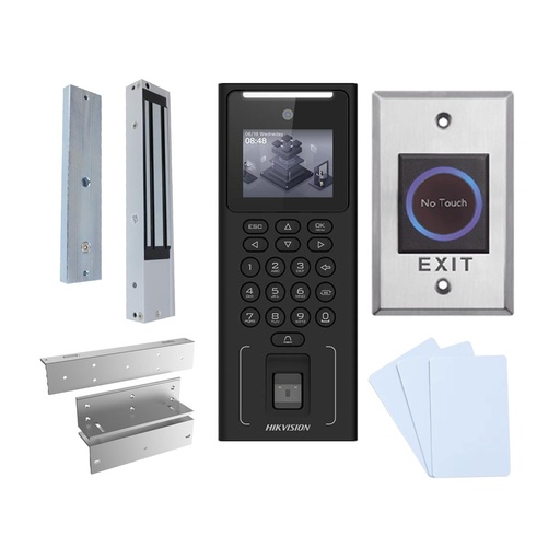 [DS-KAS321] Hikvision DS-K1T321MFWX-KIT - Kit Access Control Access Control and Time &amp; Attendance Terminal Facial, Fingerprint, MF Card and PIN - TCP/IP, USB and RS485 2.4&quot; TFT | Integrated Controller iVMS-4200 | Hik-Connect