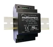 [DC24V-60-DIN]  MULTICOMP 24 VCC, 2,5 A - 1 sortie 60 W, Rail DIN AC/DC MP-LI60-20B24PR2